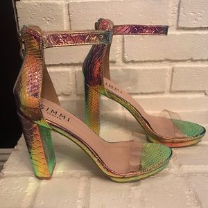 SIMMI London faux Python iridescent clear high heel sandals